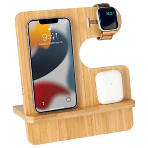 ECO-NEUTRAL 3-IN-1 BAMBOO 10W SIMULTANEOUS CHARGING STATION